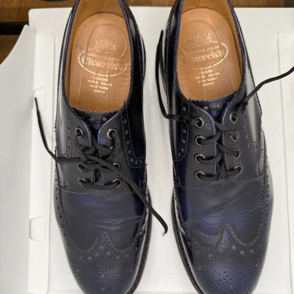 CHURCH'S Ramsden 9 M US Blue English Full Oxford Brogue Shoes, Goodyear Welted - Picture 1 of 11